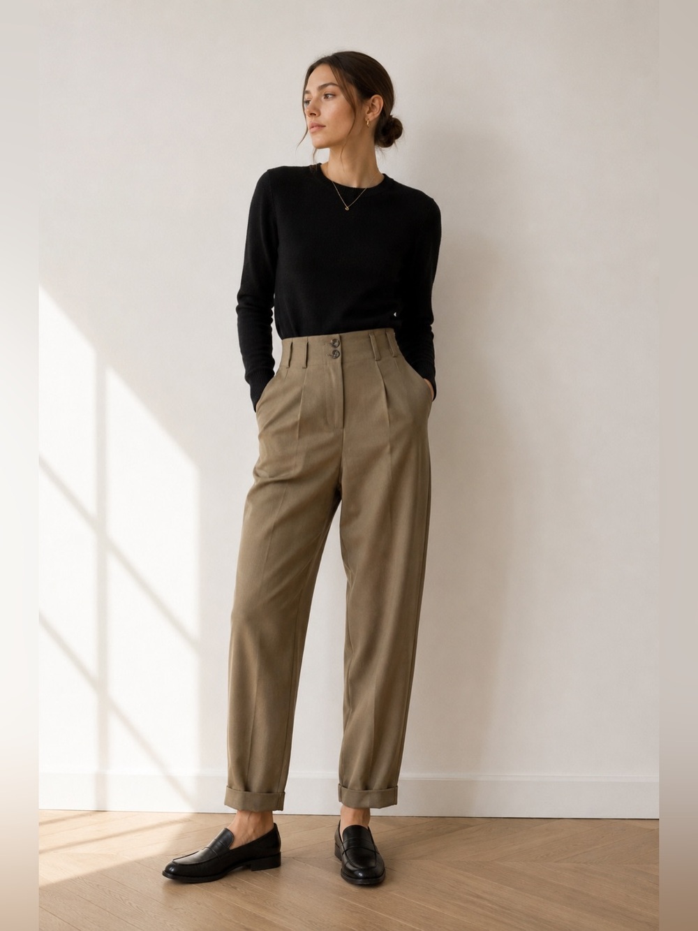 Whistles Wool Blend High Waist Camel Pleated Tapered Trouser Pants Size 0 NWOT